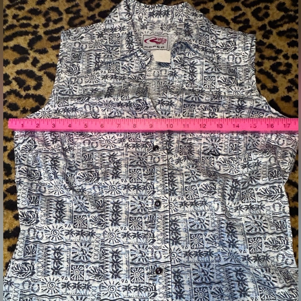 NWT Roper Sleevless Horseshoe Horse Detail Cowgirl Western Shirt Size S - Picture 10 of 11
